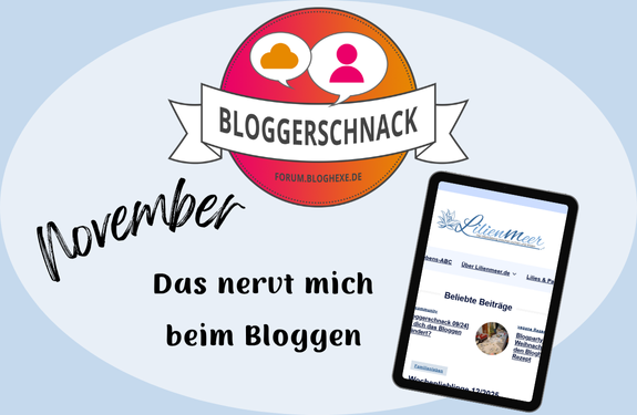 Logo des Bloggerschnack-Forums mit dem Titel und einem Smartphone, das die Lilienmeer-Website zeigt.